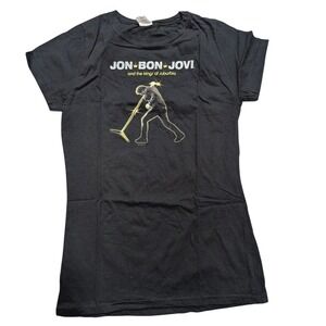 NEW Jon Bon Jovi Womens M Medium Black Vegas‎ Tour 2013 Tee Babydoll T-Shirt Top